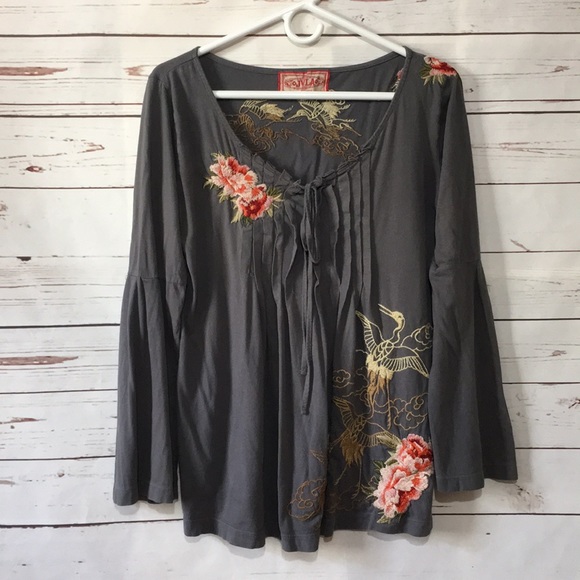 Johnny Was Tops - Johnny Was bell sleeve blouse with pockets